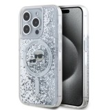 Husa pentru iPhone 15 Pro Max - Karl Lagerfeld Liquid Glitter MagSafe (KLHMP15XLGKCSGH) - Transparent Karl&amp;Choupette Head