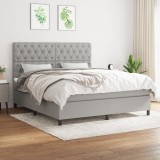 Gossi pat continental cu saltea, gri deschis, 160x200 cm, textil