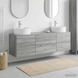 Cumpara ieftin Set dulap de baie cu montare pe perete 3 buc. Sonoma gri