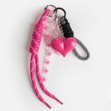 Breloc Inima Roz cu Snururi și Mărgele, 18 cm, CMCLASS