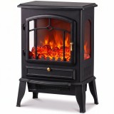 HOMCOM Șemineu Electric 1000/2000 W cu Efect de Flacără 3 Fețe, Termostat și Intensitate Reglabilă, Negru | Aosom Romania