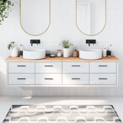 vidaXL Blat de baie, 220x50x(2-4) cm, lemn masiv netratat foto