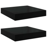 Cumpara ieftin Rafturi de perete 2 buc. negru extralucios 23x23,5x3,8 cm, MDF