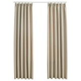 Cumpara ieftin Draperii opace cu carlige, 2 buc., bej, 140 x 175 cm