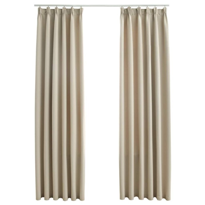 Draperii opace cu carlige, 2 buc., bej, 140 x 175 cm