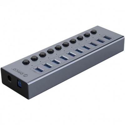Hub USB Orico BT2U3-10AB, 10 x USB-A 3.0, Gri foto