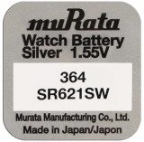 Baterie 364, SR621SW, Oxid Argint, 1.55V, Murata