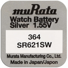 Baterie 364, SR621SW, Oxid Argint, 1.55V, Murata