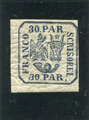 1862 , Lp 10 , Principatele Unite 30 Par , albastru - nestampilat foto