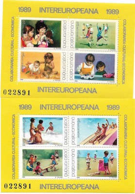 Colitele Colab. Cultural - Ec. Intereurop. (2 blocuri cu ac. nr.), 1989 - NEOBL. foto