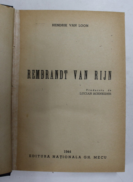 REMBRANDT VAN RIJN de HENDRIK VAN LOON 1944