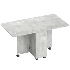 HOMCOM Masă de Luat Masa Pliabilă, Masă de Bucătărie cu Blaturi Rabatabile și Roți cu Fr&acirc;ne pentru 6 Persoane, Birou Compact cu 2 Sertare, 2 Uși și Du