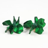 Cercei cu clips floare verde