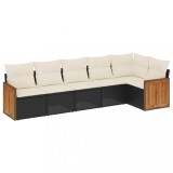 Cumpara ieftin Set mobilier de gradina cu perne, 6 piese, negru, poliratan