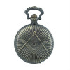 Ceas de Buzunar Masonic, Simboluri Francmasonerie, Mecanic, Vintage, Lant Inclus, Diametru 46.5mm