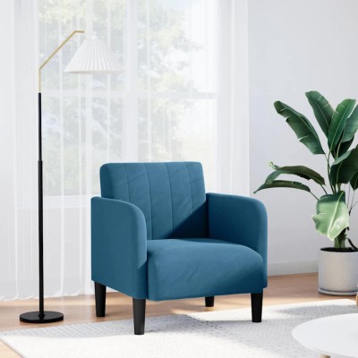 vidaXL Canapea Scaun cu cotiere, albastru, 54 cm, catifea foto