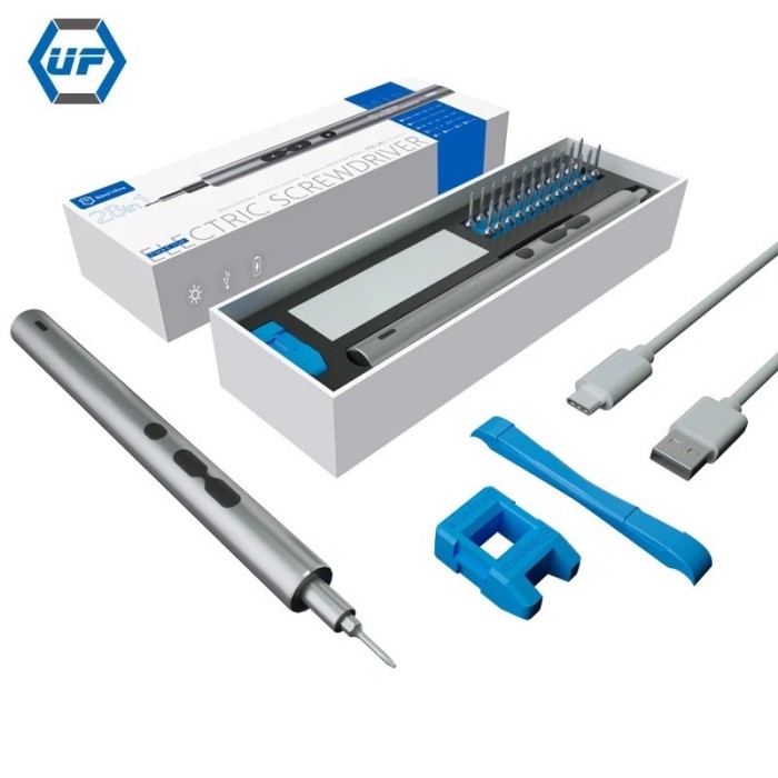 Surubelnita electrica 28 in 1 de inalta precizie, UF Tools, 300 rot/min, 24 de biti, lumina LED, incarcare USB-C