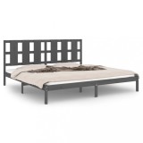 Cumpara ieftin Cadru de pat, gri, 200x200 cm, lemn masiv de pin