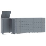 Depozitare cos gunoi cu roti 5 cosuri gri 345x79x117 cm otel