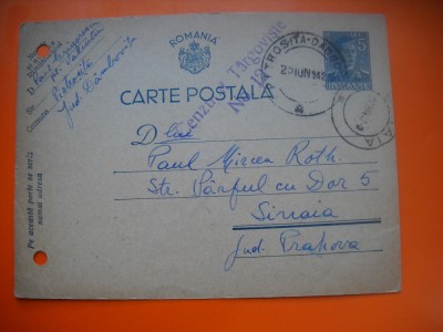 HOPCT CARTE POSTALA NR 515 M CENZURAT TARGOVISTE NO 12 - ANUL 1942 / TIMBRUL FIX REGELE MIHAI -STAMPILOGRAFIE -CIRCULATA foto