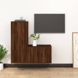 vidaXL Set dulapuri TV, 2 piese, stejar maro, lemn prelucrat