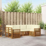 vidaXL Seturi de canapele 6 pcs Natural și Crem Lemn Solid de Acacia 3375360