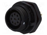 Soclu SP13 mamă WEIPU PIN: 9 IP68 3A lipire pentru montare pe panou