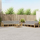 vidaXL Set de canapele de exterior 9 pcs Alb și gri deschis 3386240
