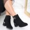 Botine dama Negre din Piele Ecologica Intoarsa Rajina, 37