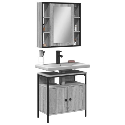 Gossi set mobilier de baie, 2 piese, gri sonoma, lemn prelucrat foto