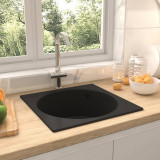 VidaXL Chiuvetă de bucătărie cu orificiu de preaplin, negru, granit