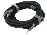 Cablu audio Jack 3,5mm - RCA x2 8m aurit negru, Vention