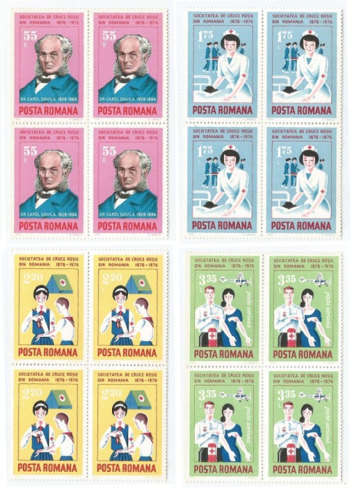 |Romania, LP 912/1976, Centenarul Crucii Rosii, bloc 4, MNH