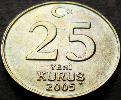 Moneda 25 YENI KURUS - TURCIA, anul 2005 * cod 1143 foto