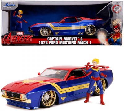 MASINUTA METALICA CAPTAIN MARVEL 1973 FORD MUSTANG MACH 1 SCARA 1 LA 24 SuperHeroes ToysZone foto
