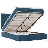 Cumpara ieftin Cadru pat otoman cu saltele Albastru inchis 140x200cm catifea