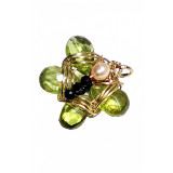 B342. Pandantiv de Lux Fluturas cu Peridot, fir metalic Goldfilled, Verde, 2 cm