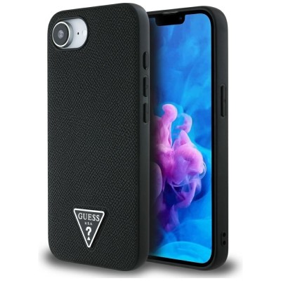 Husa originala Guess iPhone 16e Grained PU Triangle Logo MagSafe, negru, GUHMPSE4PGTSPSK foto