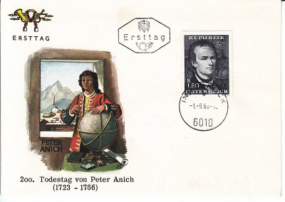 Austria &amp;Ouml;sterreich 1966 Peter Anich FDC K.014 foto