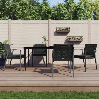 vidaXL Set mobilier de grădină cu perne, 5 piese, poliratan și oțel foto