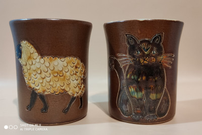2 canite vintage din ceramica dura glazurata, artist Achim Gelhard - foto