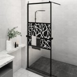 VidaXL Paravan duș walk-in cu raft negru 80x195 cm sticlă ESG/aluminiu