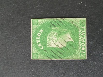CEYLON,1857-QV- colonii, 2 p. verde-stampilat-cota+120$ foto