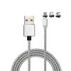 Cablu Incarcare Magnetic LED Android iOS Type-C Argintiu 1m - Incarcare Rapida, Protectie Port, Compatibil Samsung/Huawei/Xiaomi
