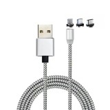 Cablu Incarcare Magnetic LED Android iOS Type-C Argintiu 1m - Incarcare Rapida, Protectie Port, Compatibil Samsung/Huawei/Xiaomi