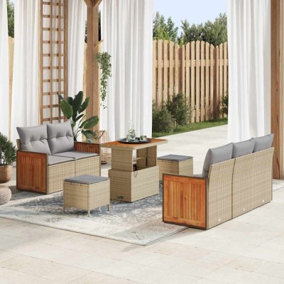 vidaXL Set de canapele pentru grădină Manual 8 pcs bej și gri deschis foto