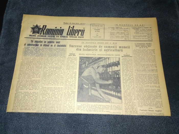 ZIARUL ROMANIA LIBERA 7 APRILIE 1955