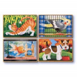 Set 4 puzzle lemn in cutie - Animale de companie, Melissa &amp; Doug