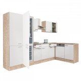 Leziter Unitate Bucatarie Colț Yorki 340 Stejar Sonoma Alb Satinat 340cm Frigider Congelator