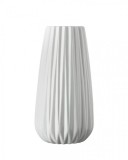 Vaza decorativa, ceramica alba cu dungi verticale, 13x25 cm